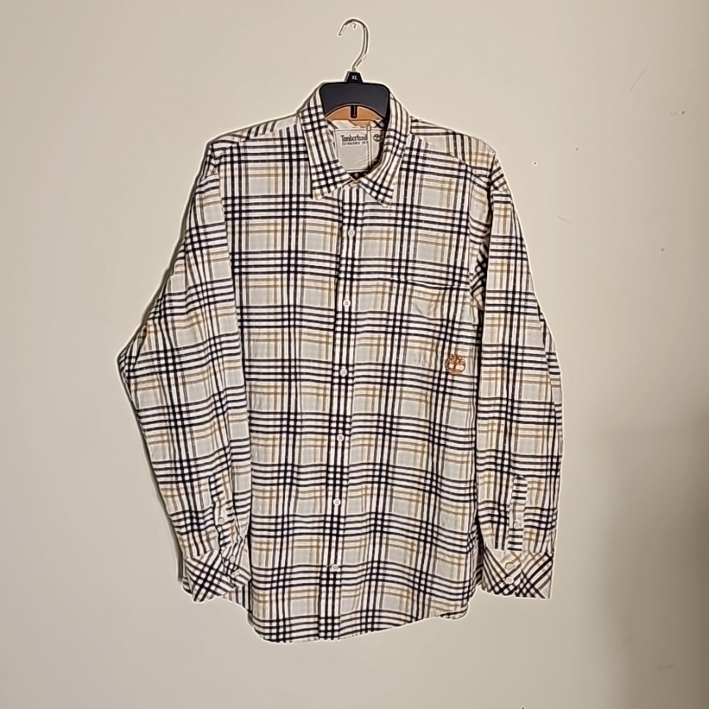 Timberland Long Sleeve Button-up Shirt Plaid Cotton Men's Size 3XL